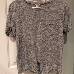 JCrew gray stripe - tie bottom - pocket tee
